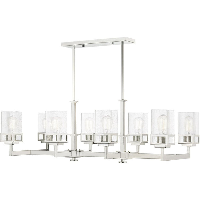Silver Eight Light Metal Dimmable Chandelier With Shades HomeRoots