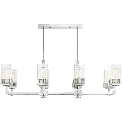 Silver Eight Light Metal Dimmable Chandelier With Shades