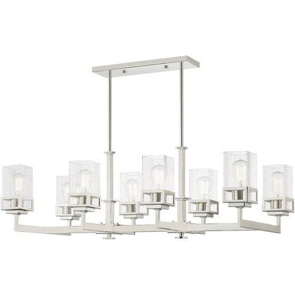 Silver Eight Light Metal Dimmable Chandelier With Shades