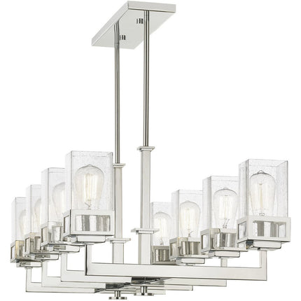 Silver Eight Light Metal Dimmable Chandelier With Shades