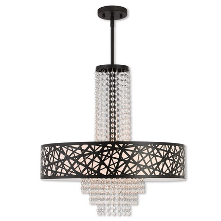 Bronze Five Light Metal Dimmable Chandelier With Shades