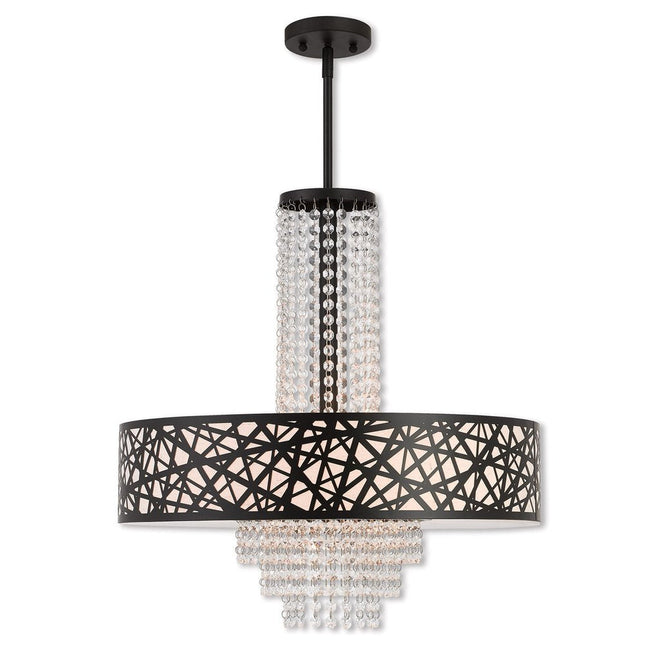 Bronze Five Light Dimmable Chandelier With Shades HomeRoots
