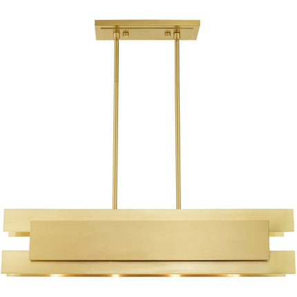 Brass Four Light Metal Dimmable Chandelier With Shades