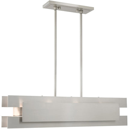 Nickel Four Light Metal Dimmable Chandelier With Shades