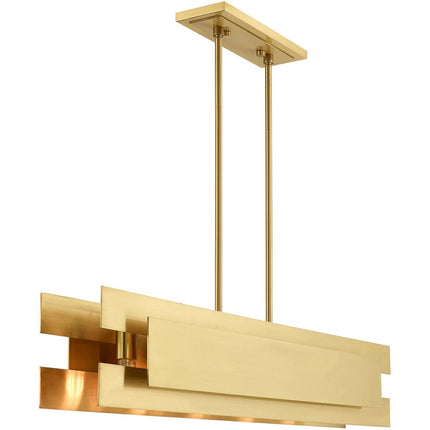 Brass Five Light Metal Dimmable Chandelier With Shades