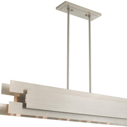 Nickel Five Light Metal Dimmable Chandelier With Shades