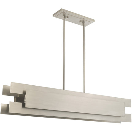 Nickel Five Light Metal Dimmable Chandelier With Shades
