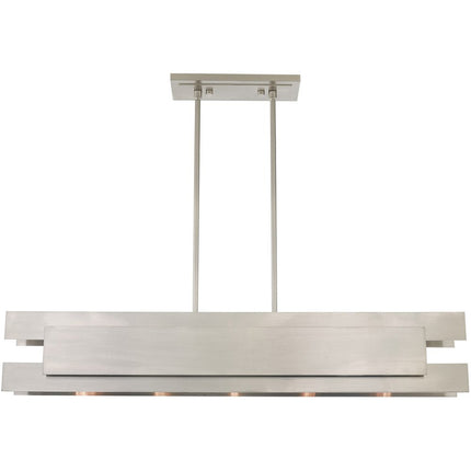 Nickel Five Light Metal Dimmable Chandelier With Shades