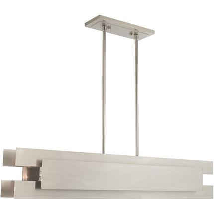 Nickel Five Light Metal Dimmable Chandelier With Shades