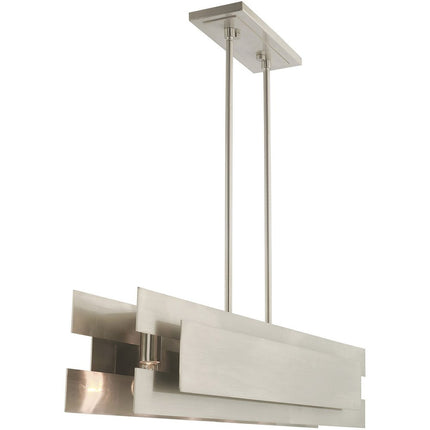 Nickel Five Light Metal Dimmable Chandelier With Shades