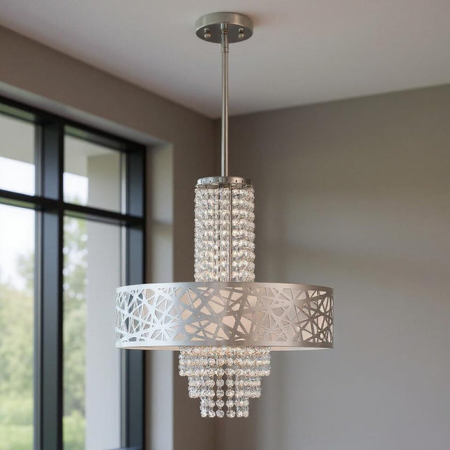 Four Light Dimmable Chandelier With Shades HomeRoots