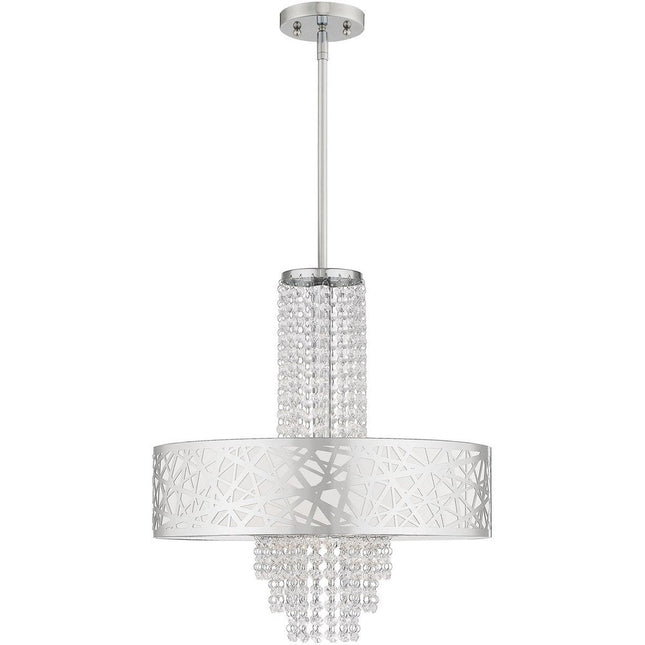 Silver Four Light Metal Dimmable Chandelier With Shades HomeRoots