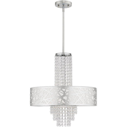 Silver Four Light Metal Dimmable Chandelier With Shades