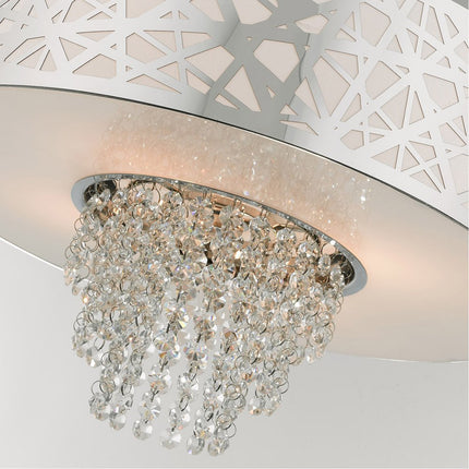 Silver Four Light Metal Dimmable Chandelier With Shades
