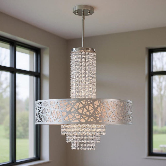 Five Light Dimmable Chandelier With Shades HomeRoots
