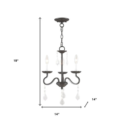Bronze Three Light Metal Dimmable Chandelier With Shades