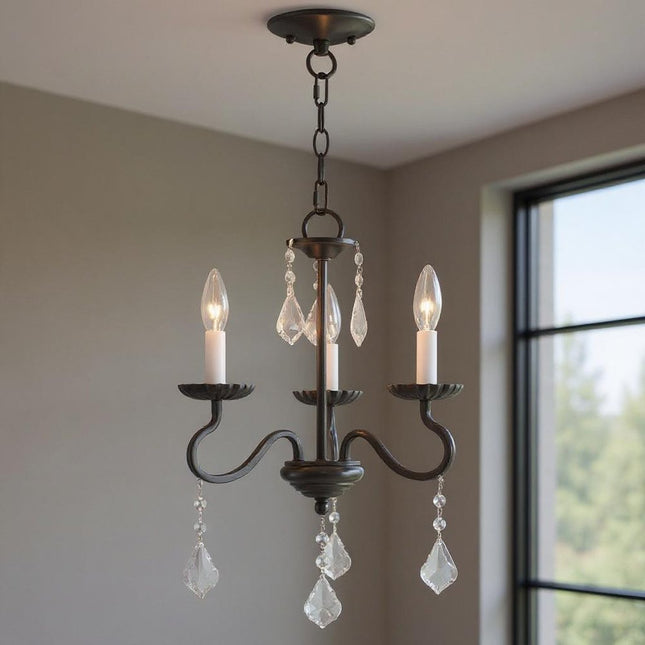 Three Light Dimmable Chandelier With Shades HomeRoots