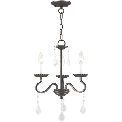 Bronze Three Light Metal Dimmable Chandelier With Shades