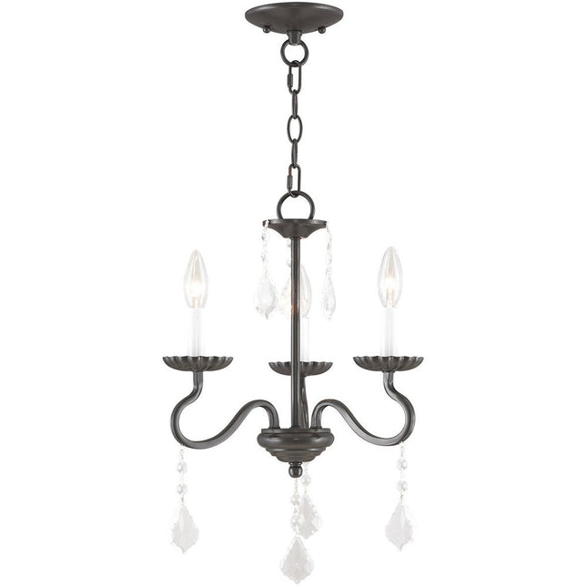 Bronze Three Light Metal Dimmable Chandelier With Shades
