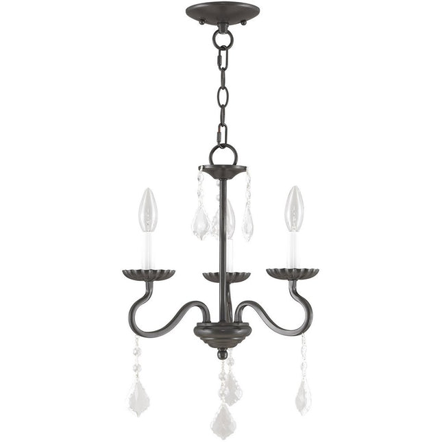 Bronze Three Light Metal Dimmable Chandelier With Shades