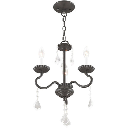 Bronze Three Light Metal Dimmable Chandelier With Shades