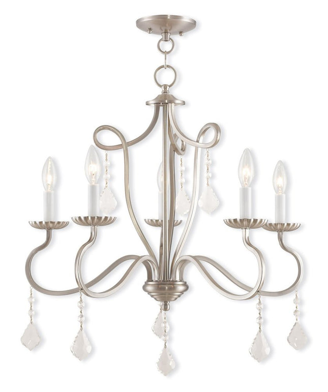 Five Light Dimmable Chandelier With Shades HomeRoots