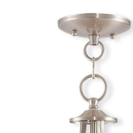 Nickel Five Light Metal Dimmable Chandelier With Shades