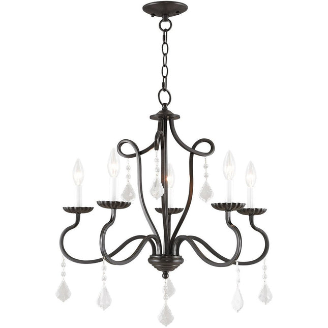Five Light Dimmable Chandelier With Shades HomeRoots