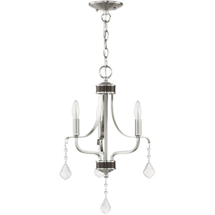 Nickel Three Light Metal Dimmable Chandelier With Shades