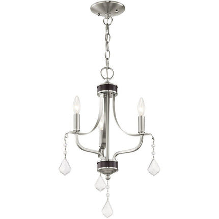 Nickel Three Light Metal Dimmable Chandelier With Shades