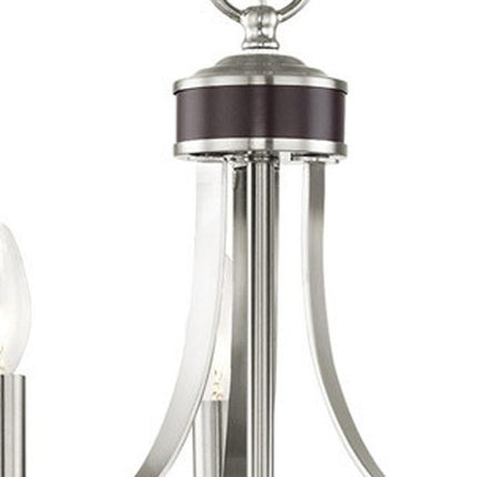 Nickel Three Light Metal Dimmable Chandelier With Shades