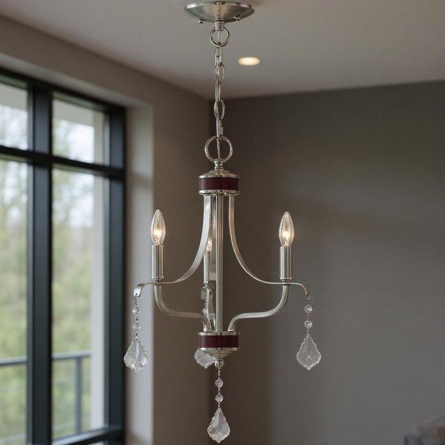 Three Light Dimmable Chandelier With Shades HomeRoots