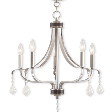 Five Light Dimmable Chandelier With Shades HomeRoots
