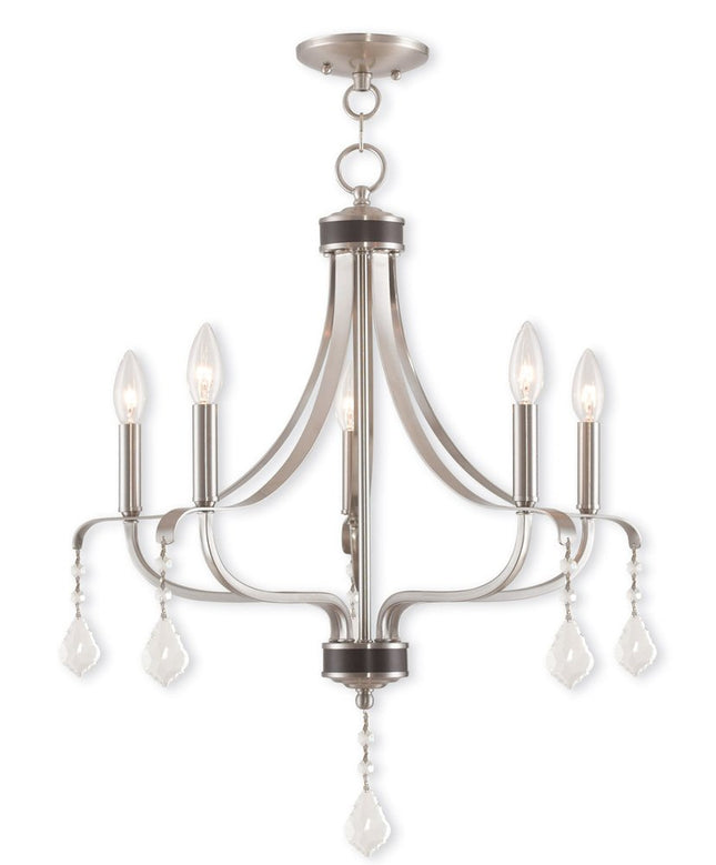 Five Light Dimmable Chandelier With Shades HomeRoots
