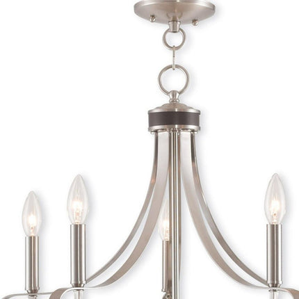 Five Light Dimmable Chandelier With Shades HomeRoots
