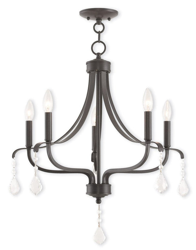 Five Light Dimmable Chandelier With Shades HomeRoots
