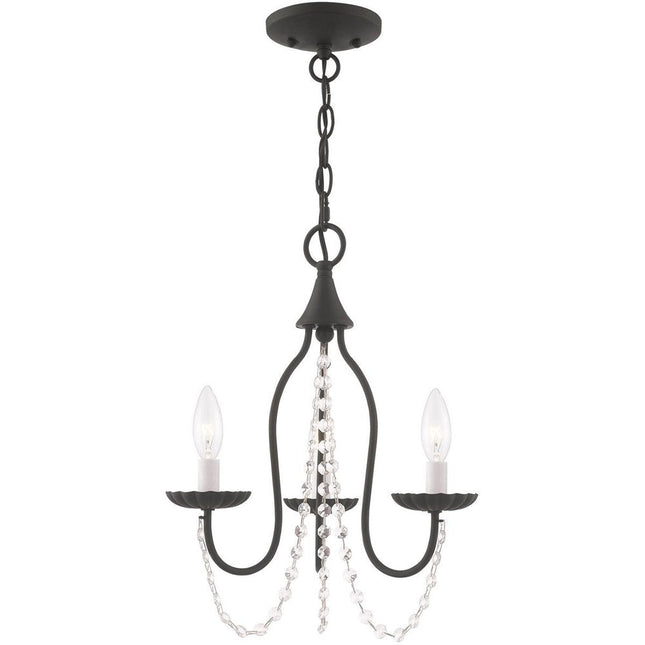 Black Three Light Dimmable Chandelier With Shades HomeRoots
