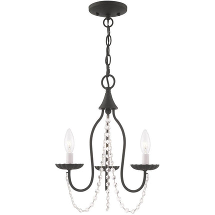 Black Three Light Metal Dimmable Chandelier With Shades
