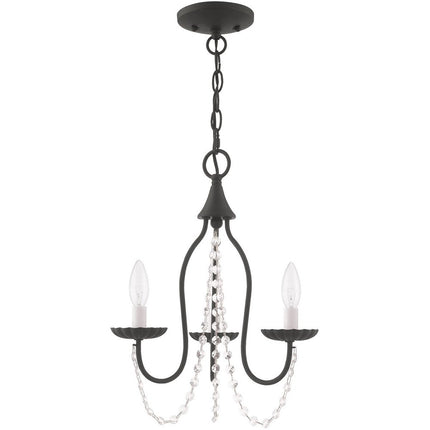 Black Three Light Metal Dimmable Chandelier With Shades