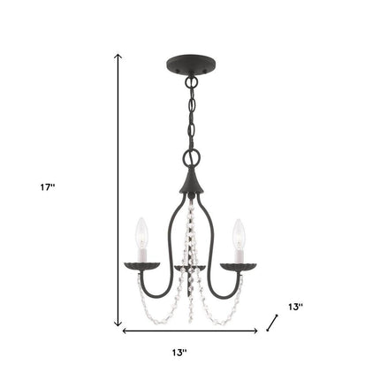 Black Three Light Dimmable Chandelier With Shades HomeRoots