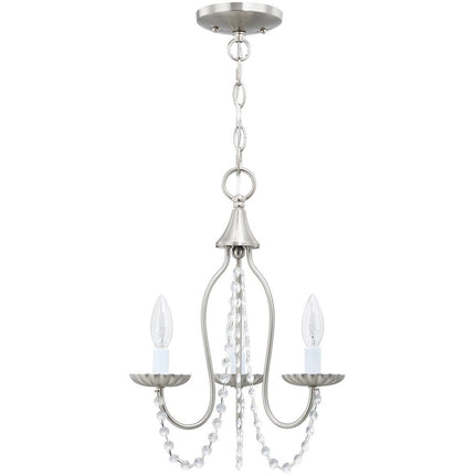 Nickel Three Light Metal Dimmable Chandelier With Shades
