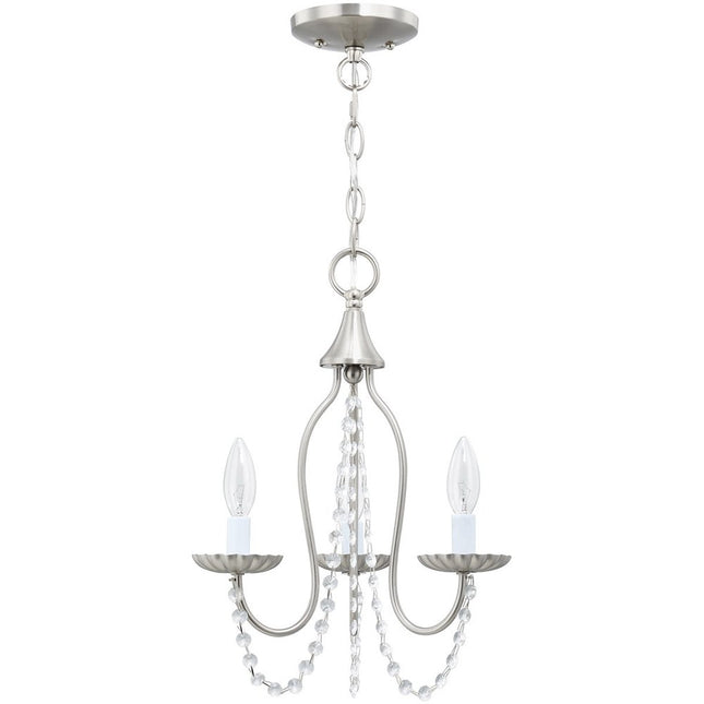 Nickel Three Light Metal Dimmable Chandelier With Shades