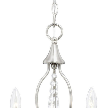 Nickel Three Light Metal Dimmable Chandelier With Shades