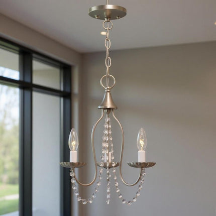 Three Light Dimmable Chandelier With Shades HomeRoots