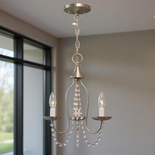 Three Light Dimmable Chandelier With Shades HomeRoots