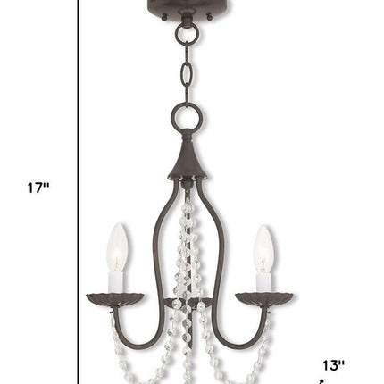 Bronze And Clear Three Light Metal Dimmable Chandelier With Shades