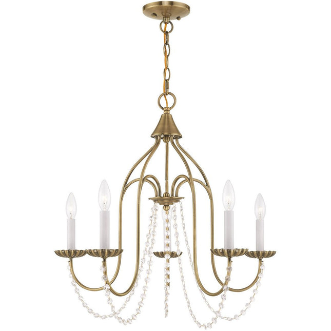 Five Light Dimmable Chandelier With Shades HomeRoots