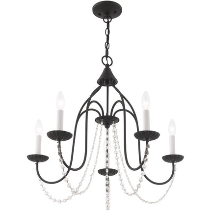 Black Five Light Metal Dimmable Chandelier With Shades