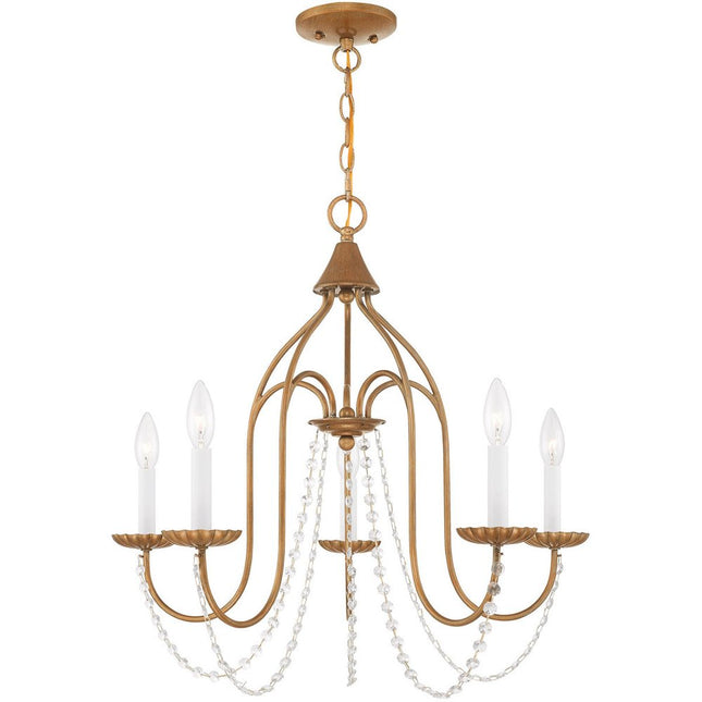 Five Light Dimmable Chandelier With Shades HomeRoots