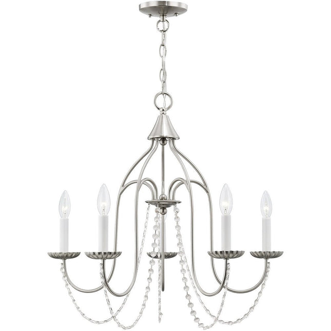 Five Light Dimmable Chandelier With Shades HomeRoots